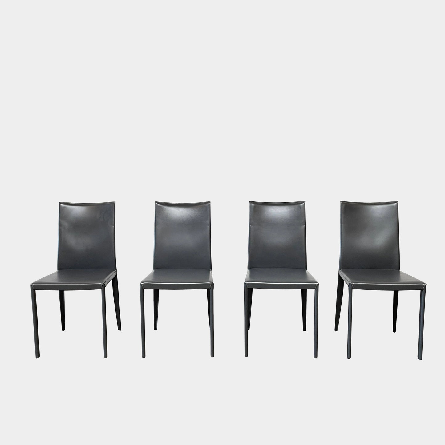 Ensemble de chaises de salle à manger Frag Bella en cuir gris foncé
