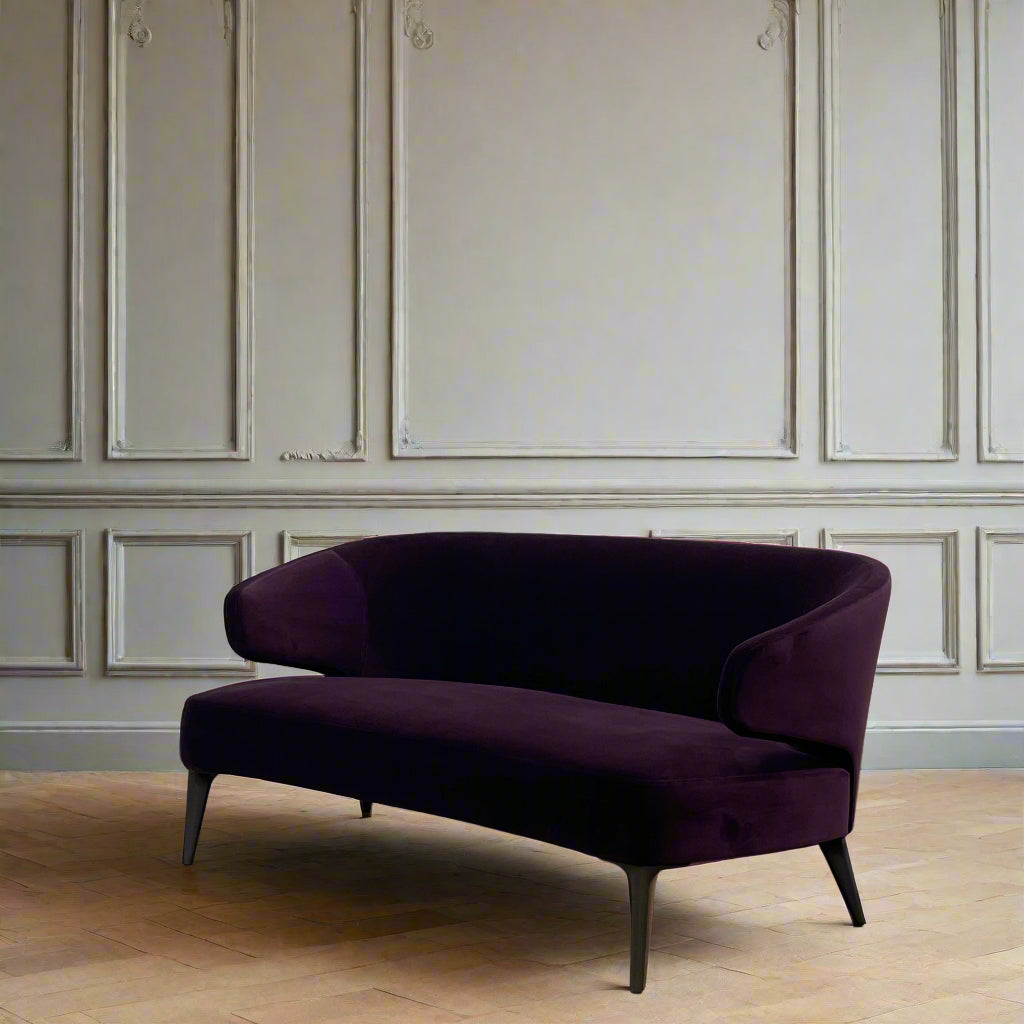 Canapé Minotti Aston en velours aubergine
