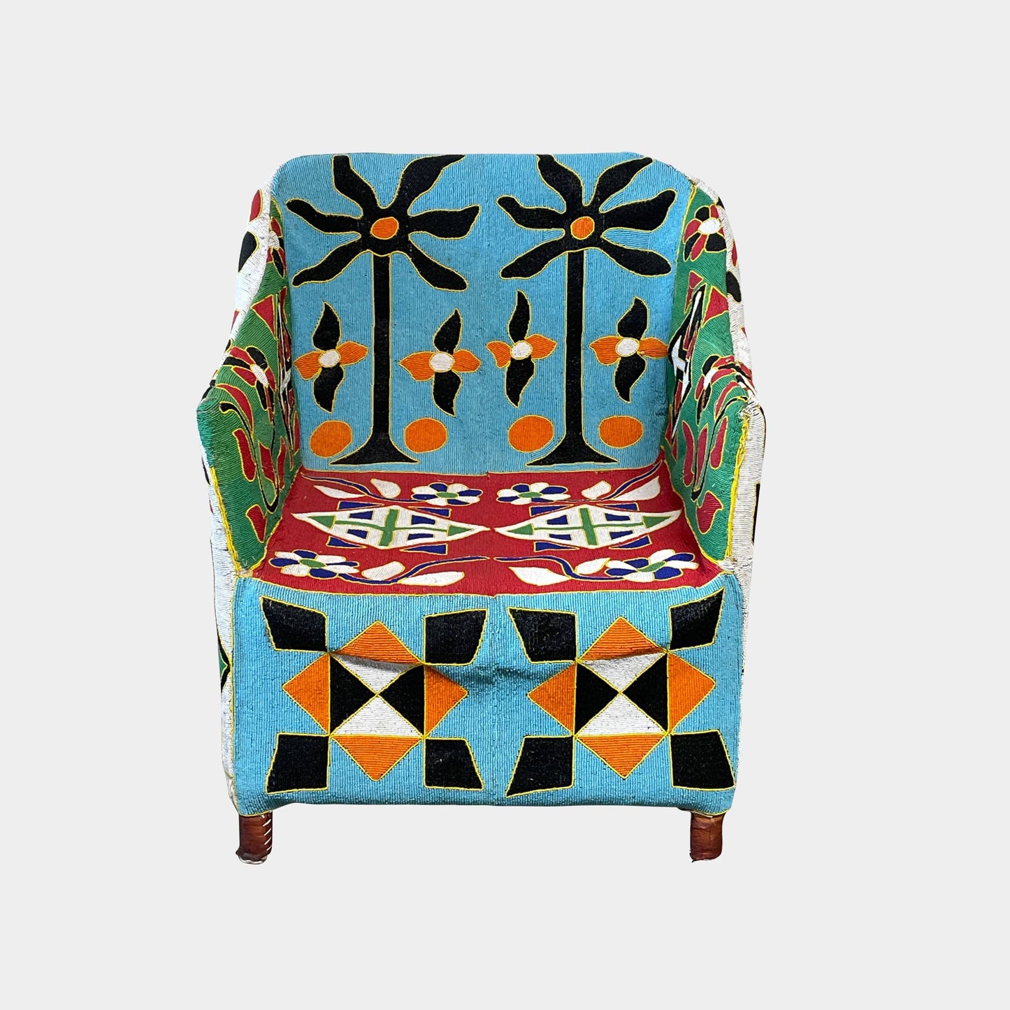 Chaise africaine Yoruba perlée à la main (en attente)