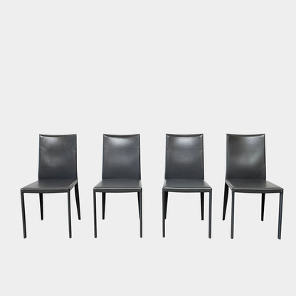 Ensemble de chaises de salle à manger Frag Bella en cuir gris foncé