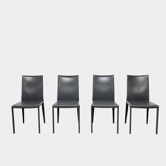Ensemble de chaises de salle à manger Frag Bella en cuir gris foncé