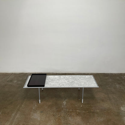 Table basse Artelano en marbre de Carrare avec plateau en bois