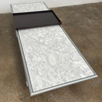 Table basse Artelano en marbre de Carrare avec plateau en bois