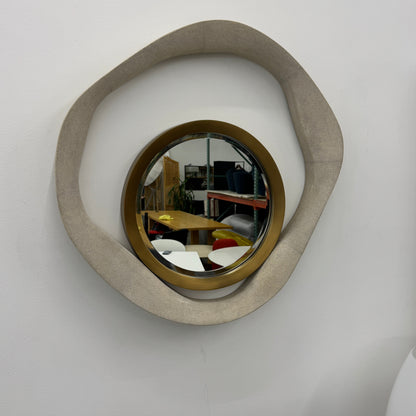 Miroir R&amp;Y Augousti Lily M, miroir en galuchat crème, laiton