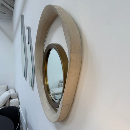 Miroir R&amp;Y Augousti Lily M, miroir en galuchat crème, laiton
