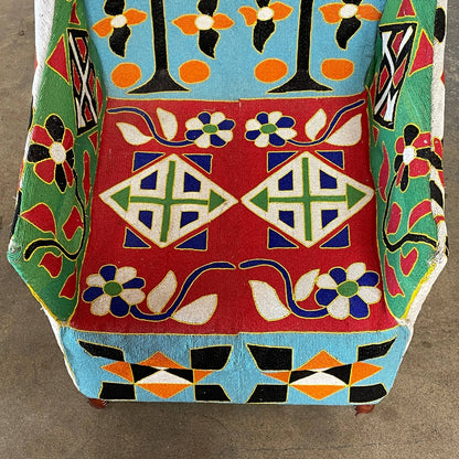 Chaise africaine Yoruba perlée à la main (en attente)